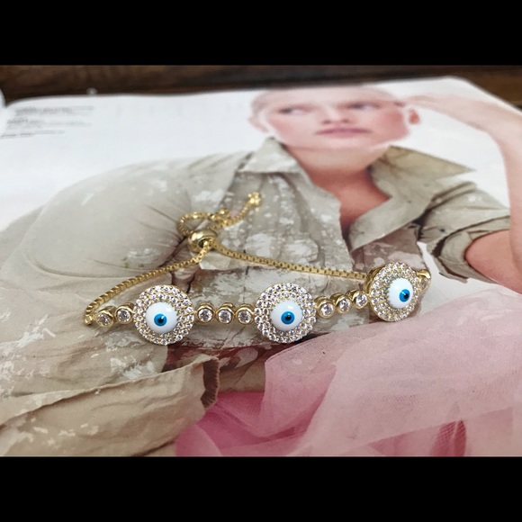 Gold evil eye tennis bracelets - Picture 3 of 6